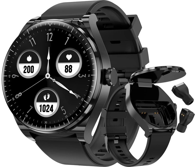 findtime Smart Watch with Earbuds, Answer Calls TWS Earphones Noise Cancelling, Fitness Tracker Heart Rate Blood Pressure Sleep Monitor, Pedometer Step Calories Counter Smartwatches for iOS Android