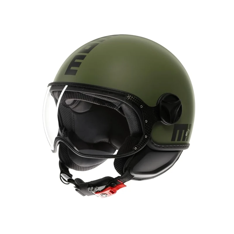 MOMO Design - FGTR CLASSIC E2206, Jet Helmet, Open Helmet for Motorcycles and Scooters, for Men and Women, Matt Military Green/Black, S