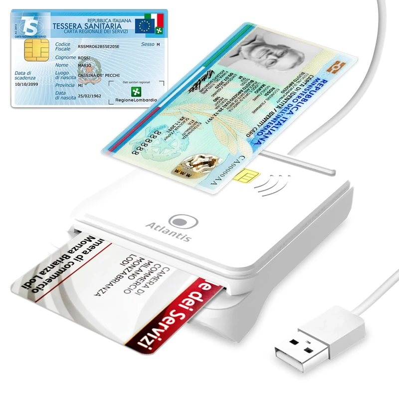 Atlantis cie 3.0 electronic ID card reader and Italian health card, smart card reader cns national service card, suitable for INPS, Ag. delle entrrate, INAIL, Health file