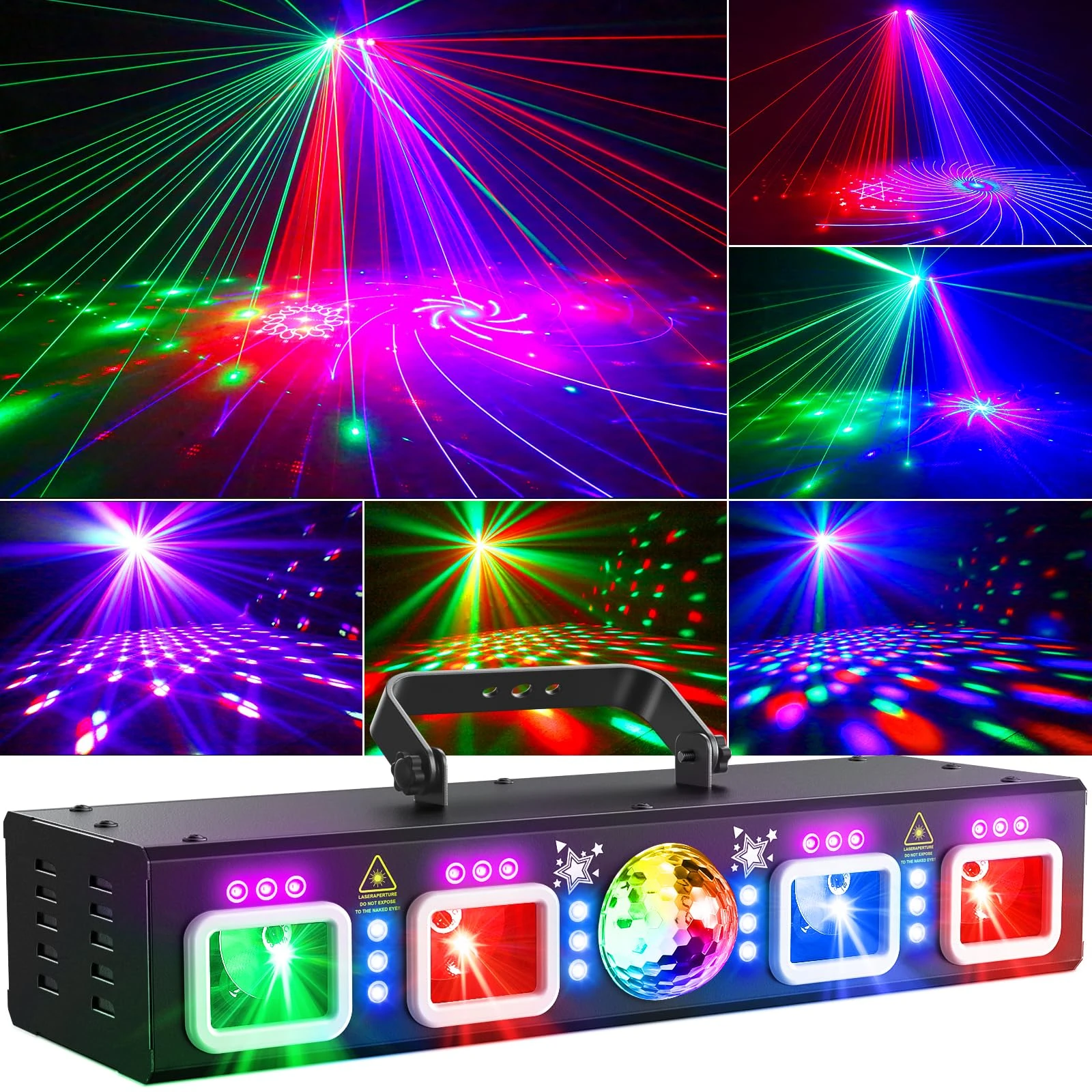 Ehaho 6 in 1 Disco Lights for Parties L2500, Disco Lights with Sound Activated, Party DJ Lights with DMX Controller, RGB & UV Strob Stage Lighting with for Parties Halloween Bar Rave Club Show