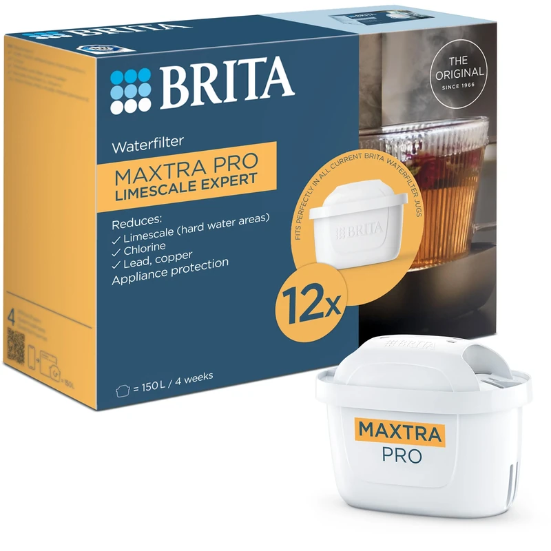 BRITA MAXTRA PRO Extra Limescale Protection Filter Cartridge Pack of 12 (Year Pack) - Replacement Water Filters for All BRITA Jugs - Limescale Reduction & Ultimate Device