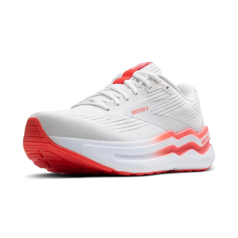 BROOKS Womens Ghost Max 2 Sneaker, White Hot Coral, 4.5 UK
