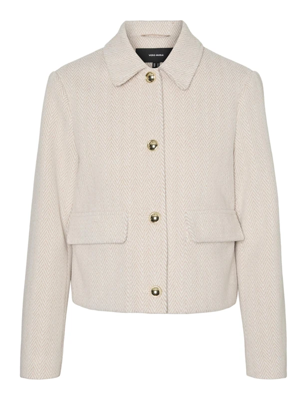 VERO MODA Women's Vmpatty Short Jacket Boo Jacket, Silver Mink/Detail: Melange, S