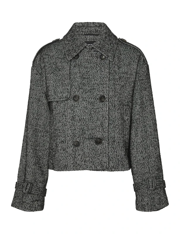 VERO MODA Vmmattie Women's Short Jacket, Black/Detail:Herringbone, L