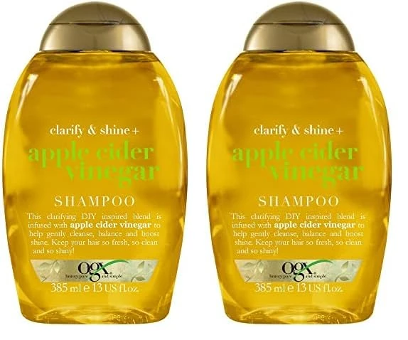 OGX Apple Cider Vinegar Clarifying Shampoo for Oily and Greasy Hair, 385 ml (Pack of 2)