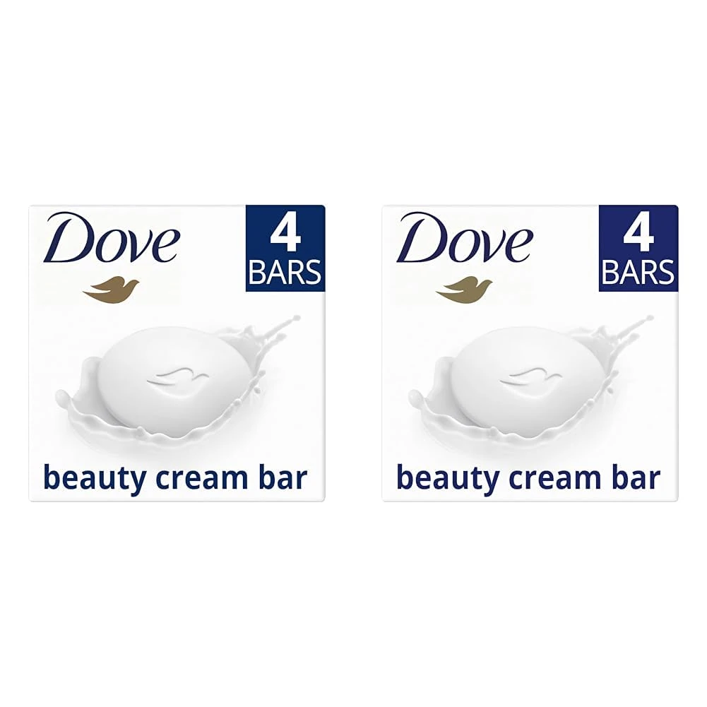 Dove Original Beauty Bar with ¼ moisturising cream soap for softer, smoother, healthier-looking skin 4x 90 g (Pack of 2)