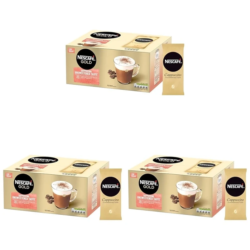 NESCAFÉ Gold Cappuccino Unsweetened Taste Instant Coffee Sachets - 50 x 14.2g (Pack of 3)