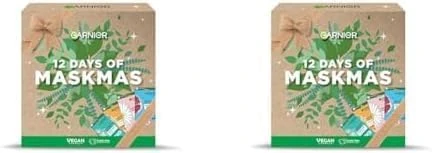 Garnier Face & Eye Mask Gift Set, 12 Vegan Sheet Masks with Vitamin C, Hyaluronic Acid, Lavender, Pomegranate, & Green Tea, Approved by Cruelty Free International, Vegan (Pack of 2)