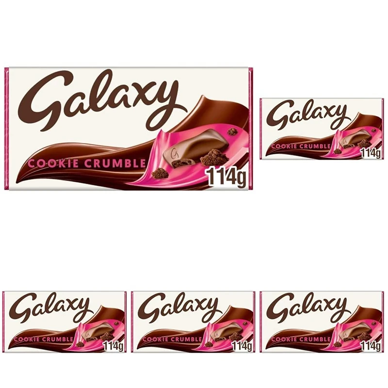 Galaxy Cookie Crumble Milk Chocolate Bar, Chocolate Gift, Movie Night Snacks, Sharing Bar, 114g (Pack of 5)