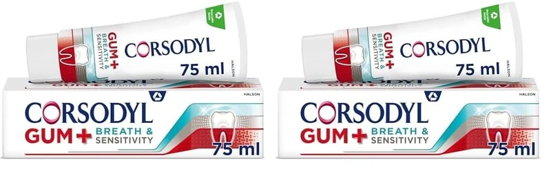Corsodyl Gum+ Breath & Sensitivity Toothpaste - 2x75ml for Gum Care