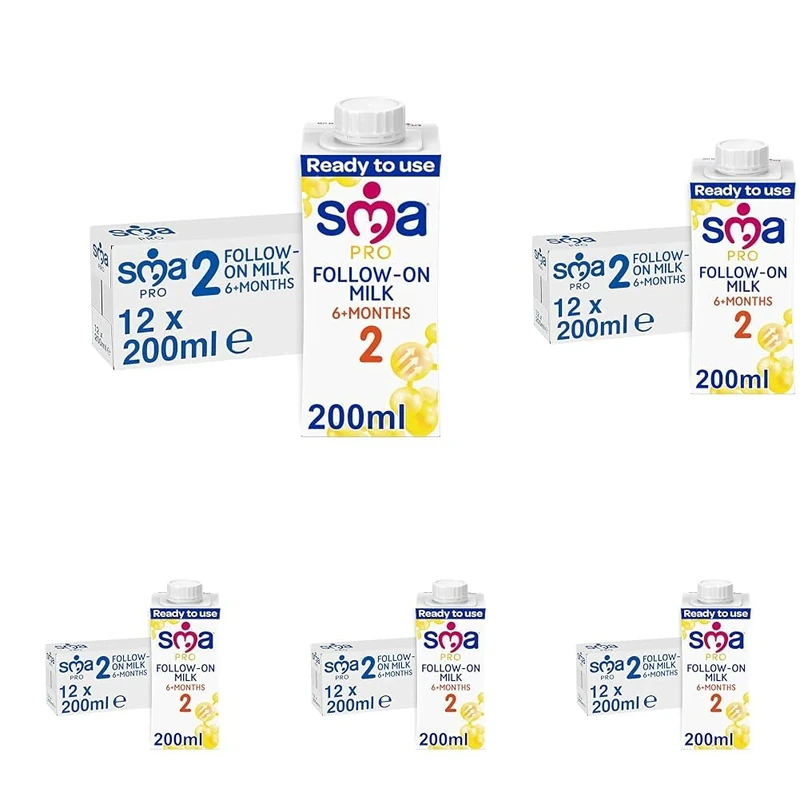 SMA PRO Follow-on Baby Milk - 6-12 months | Ready to Use, Liquid Formula Milk 200 ml (Pack of 60)