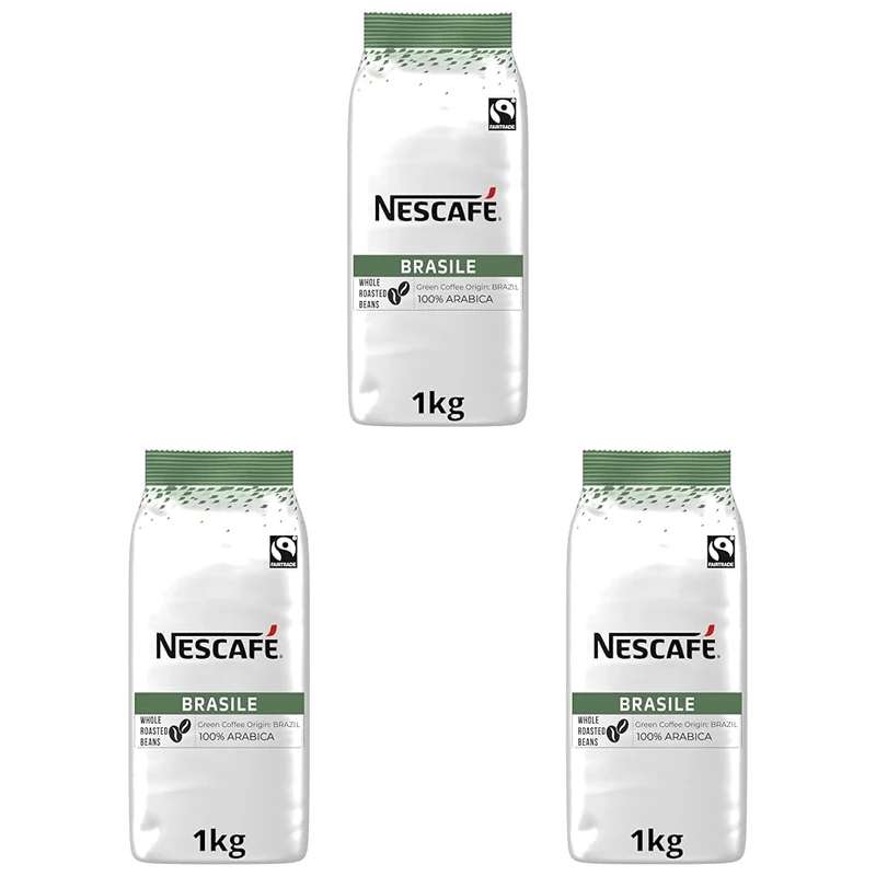 NESCAFÉ Brasile Coffee Beans | 100% Arabica | Single Origin | Fairtrade | 1kg, Packaging May Vary (Pack of 3)