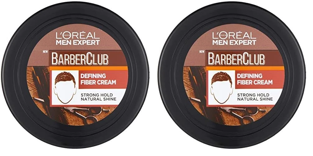 L'Oreal Paris Men Expert Men's Hair Fiber Cream Barber Club Defining Fiber Cream, 75 ml (Pack of 2)