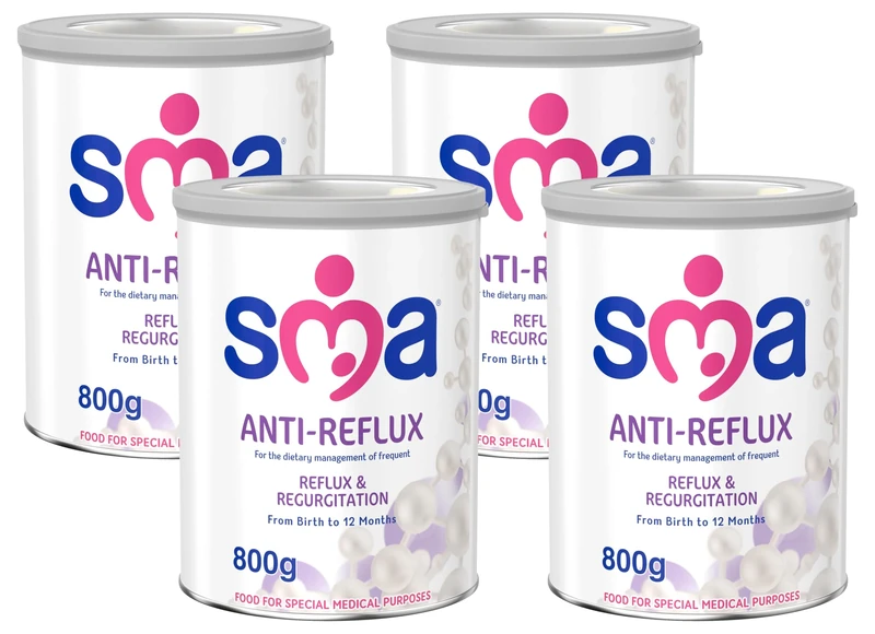 SMA Anti Reflux Baby Milk Powder Formula, From Birth, 800g (Pack of 4)