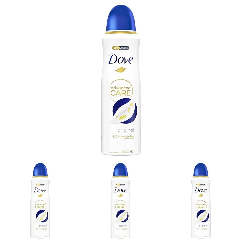 Dove Advanced Care Original Anti-perspirant Deodorant Spray with Triple Moisturising technology aerosol for 72 hours of protection 200 ml (Pack of 4)