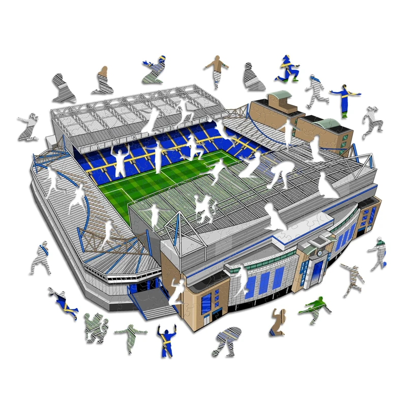 Iconic Puzzles - Chelsea FC Stamford Bridge, 100% eco-sustainable wooden puzzle with official license, size L, 500 pieces, jigsaw for children and adults