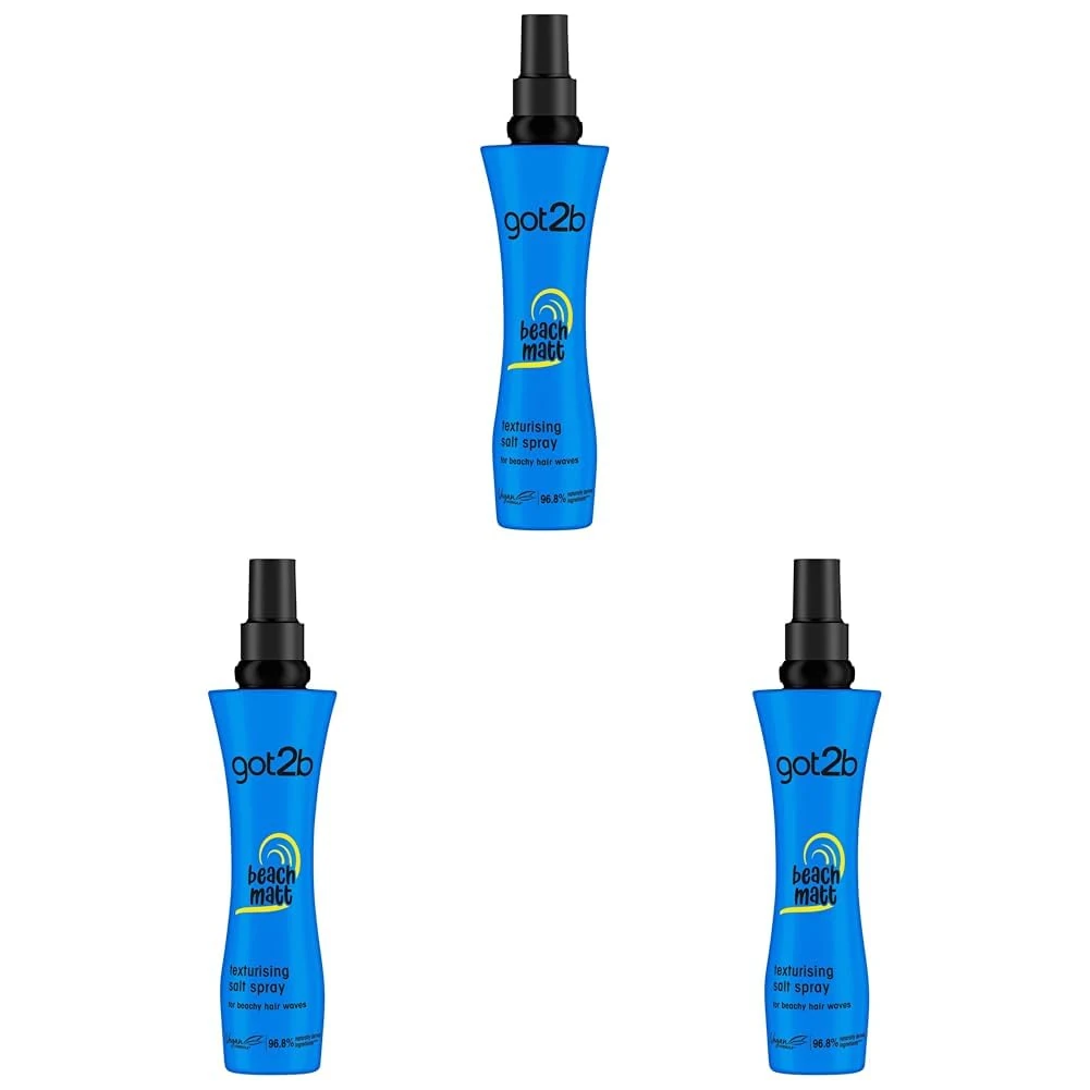 Schwarzkopf got2b Beach Matt Texture Sea Salt Hair Spray, Medium Hold, Creates Waves and Textures with a Matt Finish, packaging may vary, 200 ml (Pack of 3)
