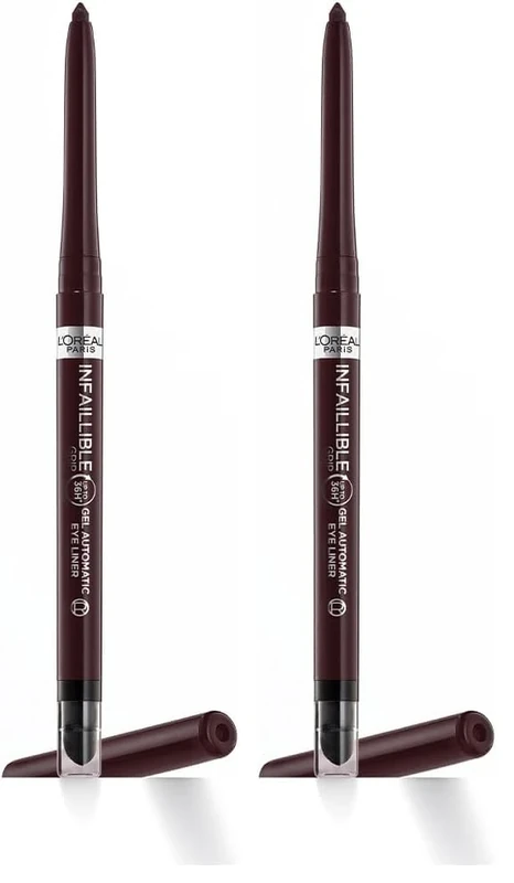 L'Oréal Paris Gel Eyeliner, Intense Long-lasting Colour, Semi Permanent, Infallible Grip 36H Gel Automatic Eyeliner, Brown Denim (Pack of 2)