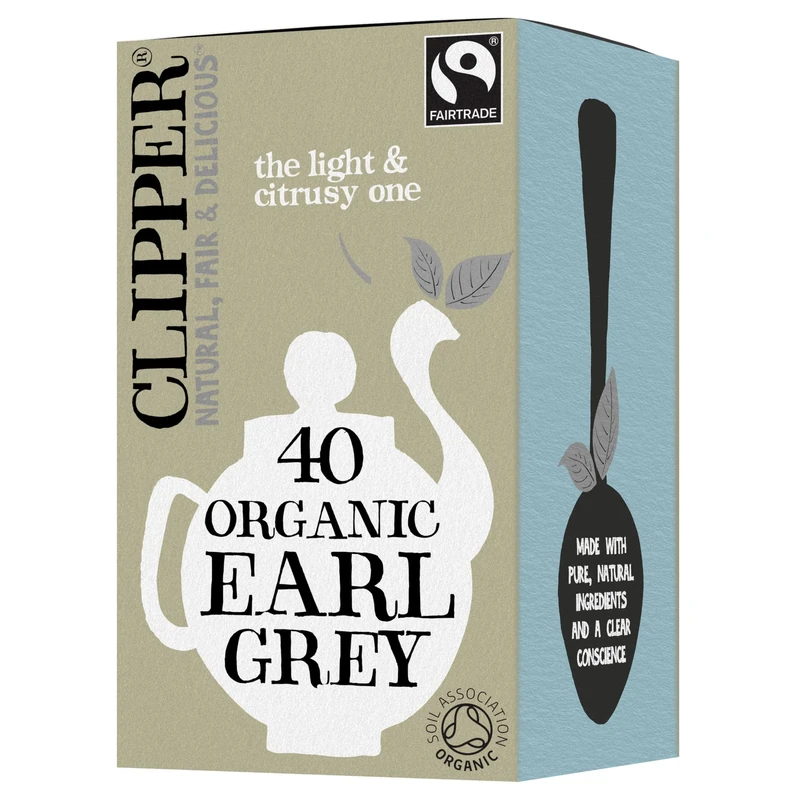 Clipper Organic Earl Grey Tea Bags | Natural, Unbleached, Plant-Based Biodegradable & Non GM Black Tea | Eco Conscious & Fair Trade Tea Bags | Individually Wrapped (40 Teabags) (Pack of 4)