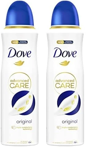 Dove Advanced Care Original Anti-perspirant Deodorant Spray with Triple Moisturising technology aerosol for 72 hours of protection 200 ml (Pack of 2)
