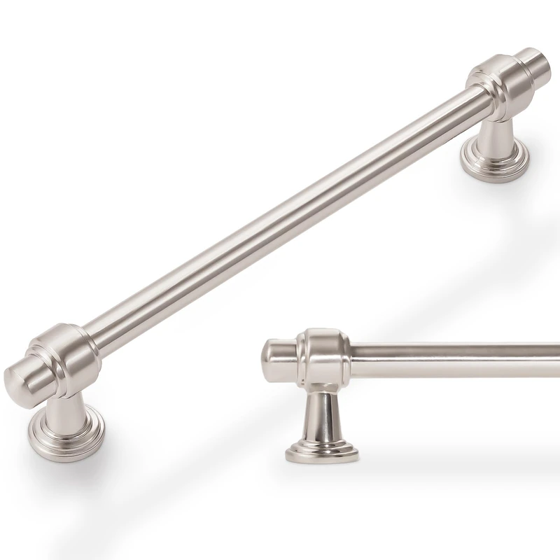 Amasideca AM01-BSN160-10 10 Pack Brushed Satin Nickel Cabinet Pulls 6-1/4 Inch(160 mm) Hole Centers Kitchen Cabinet Handles Zinc Alloy Silver Drawer Pulls Solid Cabinet Hardware