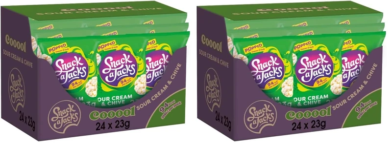 Snack a Jacks Sour Cream and Chive Rice Cakes Case, 24 Units x 23 g (Pack of 2) - Image 1
