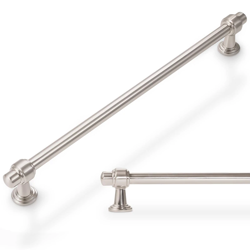 Amasideca 6 Pack Brushed Satin Nickel Cabinet Pulls 12.6 Inch(320mm) Hole Centers Kitchen Cabinet Handles Zinc Alloy Silver Drawer Pulls Solid Cabinet Hardware