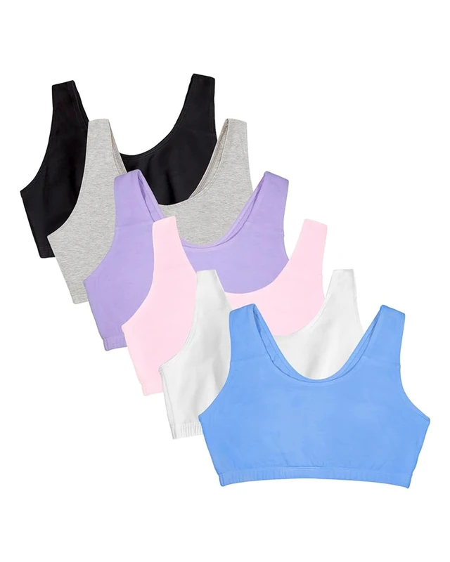 Fruit of the Loom Women's Built Up Tank Style Sports Bra, Cornflower Blue/White/Pink/Hyacinth/Grey/Black, 36