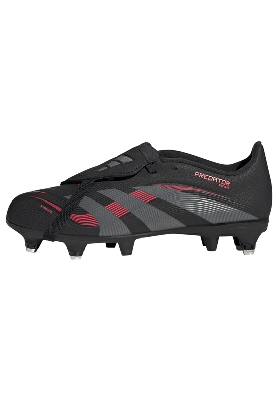 adidas Unisex League FOLD-Over Tongue Soft Ground Football Boots Kids, Core Black/Grey Four/Lucid Red, 13.5 UK Child