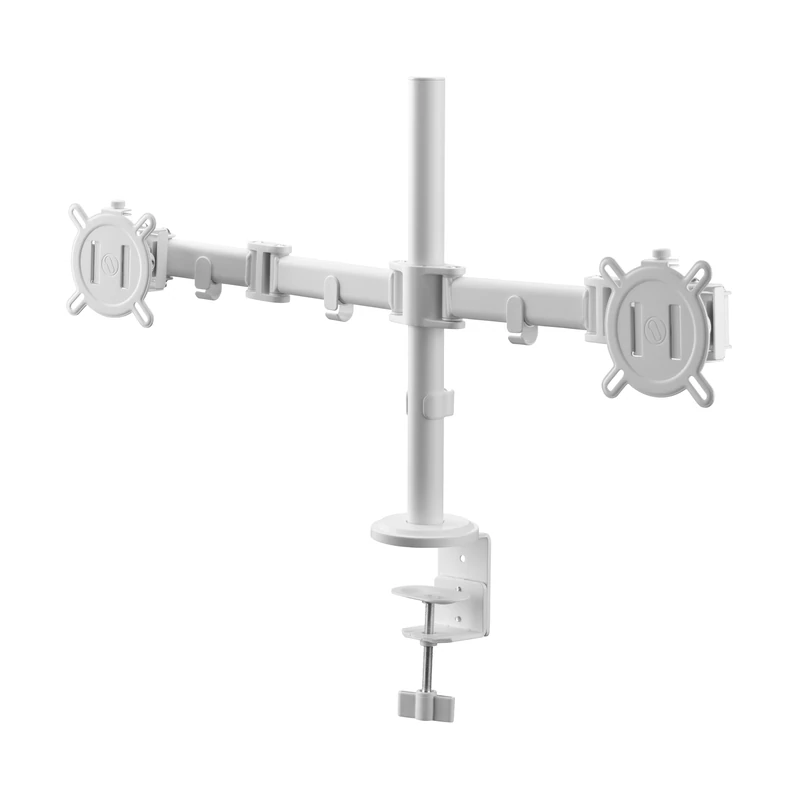 One For All Universal Dual Monitor Arm for 13-32 Inch Screens - VESA 75/100mm - Heigh adjustment -Tilt (90°), Swivel (180°) and Rotate (360°) - Max weight - 8 kg per screen - White (DM2220)
