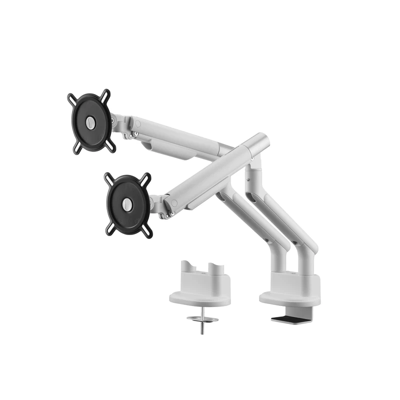 One For All Universal Dual Monitor Arm for 13-35 Inch Screens - VESA 75/100mm - Heigh adjustment -Tilt (80°), Swivel (180°) and Rotate (360°) - Max weight - 9 kg per screen - White (DM7220)