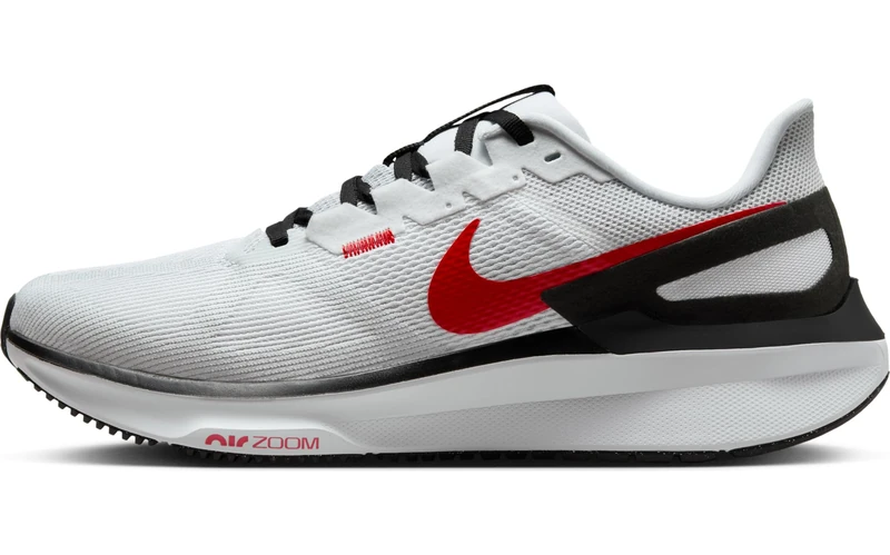 Nike Men's Air Zoom Structure 25 Road Running Shoe, White/Fire Red-Black-Lt Smoke, 11