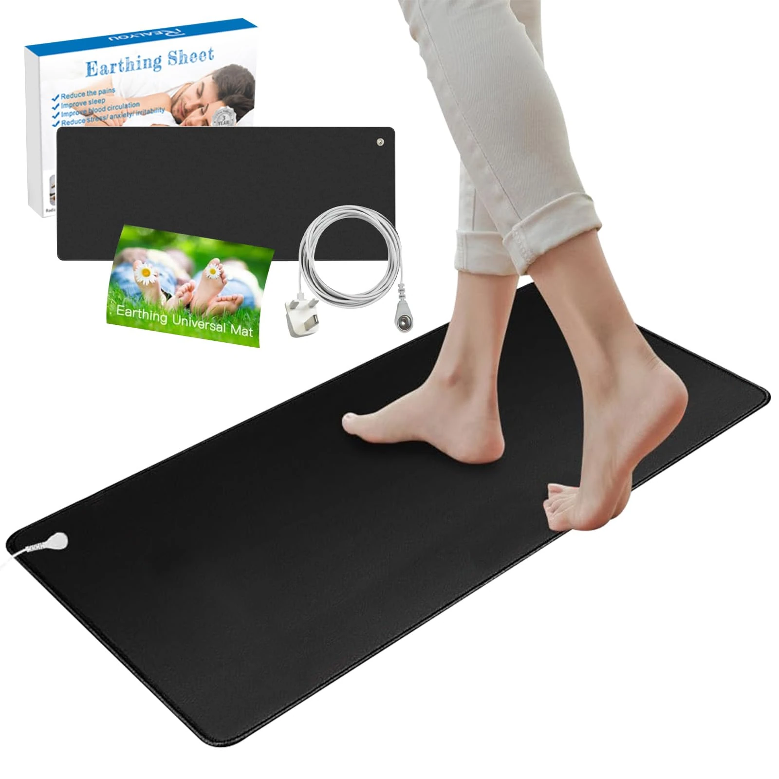 Grounding Mat Earthing UK for Improved Sleep, 30x100cm Earth Mat Grounding Sheet for Improved Sleep, Reduced Anxiety, Pain, Inflammation, Headache Relief, Balance (30x100CM)