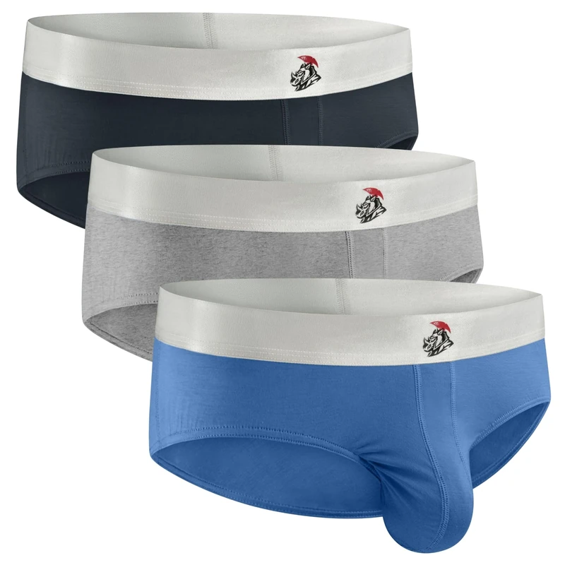 Real Men Bulge Enhancing Underwear – Modal Boxer Briefs with ABCD Pouch, 3 Pack Blue Gunmetal Gray Heather Gray, M