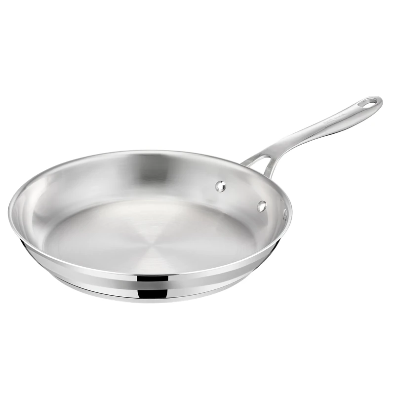 Jamie Oliver by Tefal Cook Smart 24cm Pancake Frying Pan, Uncoated Stainless Steel, Riveted Handle, Induction Safe, Thermo-Fusion Base, 90% Recycled Steel E3110455