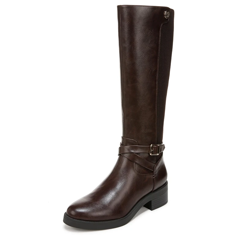 LifeStride Women's Brittany Knee High Boot, Dark Brown Faux Leather, 9.5 Wide