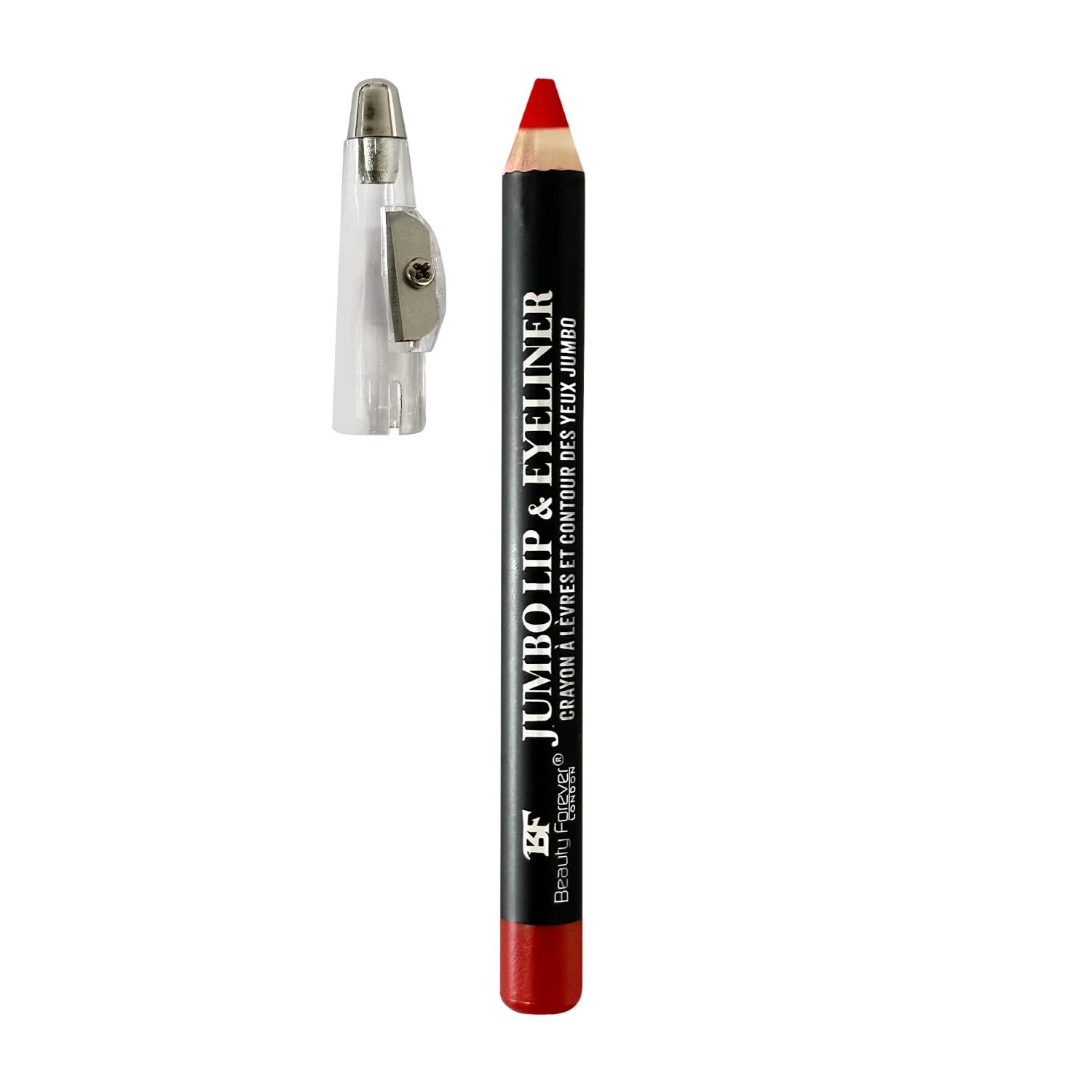 Beauty Forever Jumbo Lip Liner & Eyeliner Pencil with Sharpener, Long lasting Creamy Formula, 3gms (255 Red)