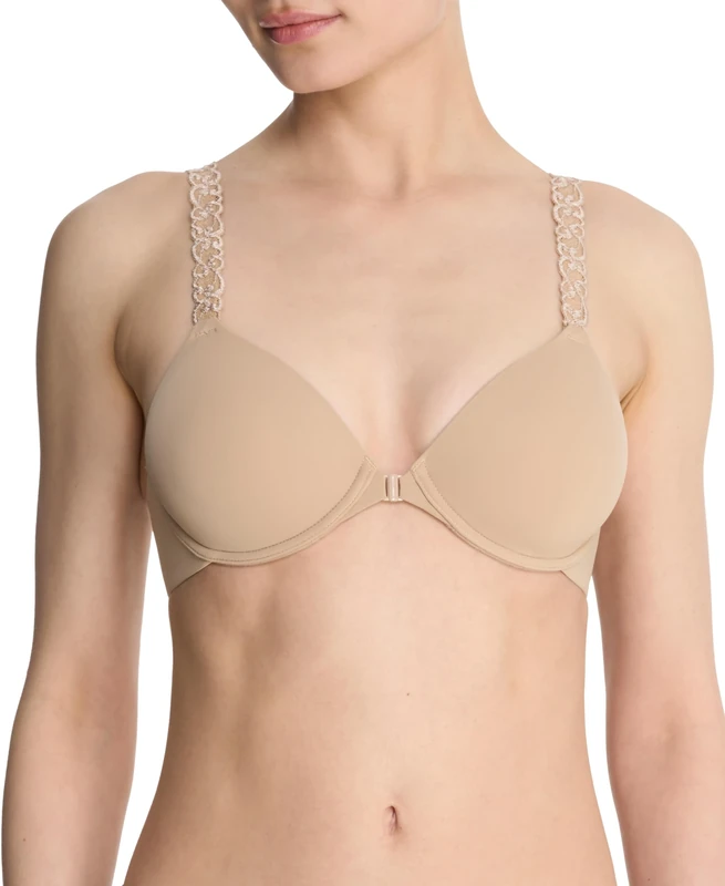 Natori Women's Pure Luxe Convertible Front Close Contour Underwire Full Coverage Bra, Cafe, 32A