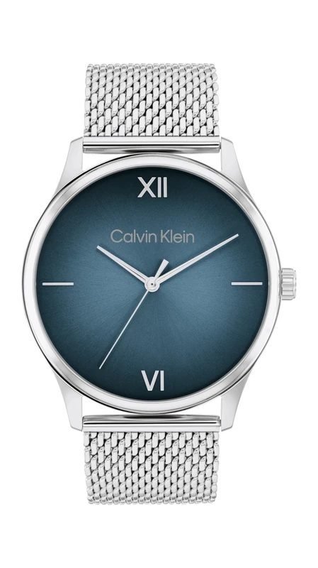 Calvin Klein Three Hand Quartz Movement Watch for Men Ascend Collection with Silver Stainless Steel Mesh Bracelet - 25200450