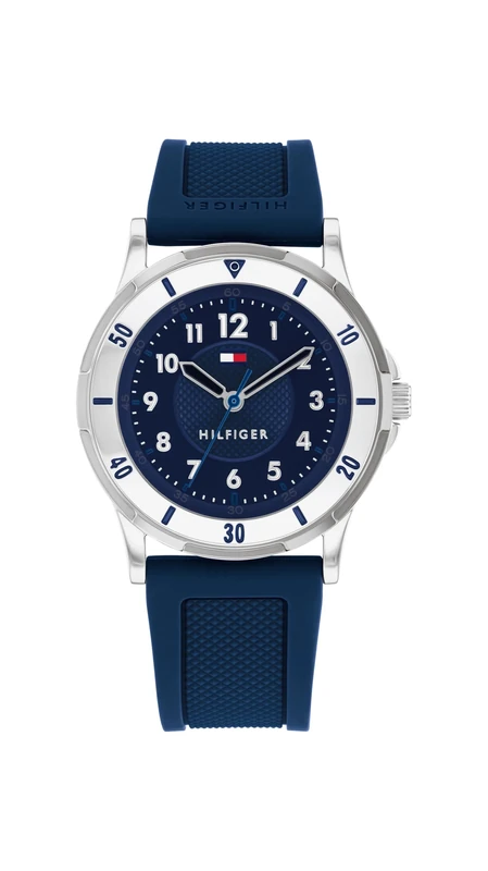 Tommy Hilfiger Three Hand Quartz Movement Watch for Youth with Blue Silicone Bracelet - 1720040