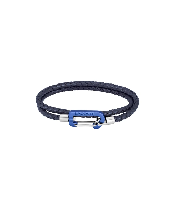 Lacoste Men's MATT Collection Leather Bracelet Navy Blue - 2040315
