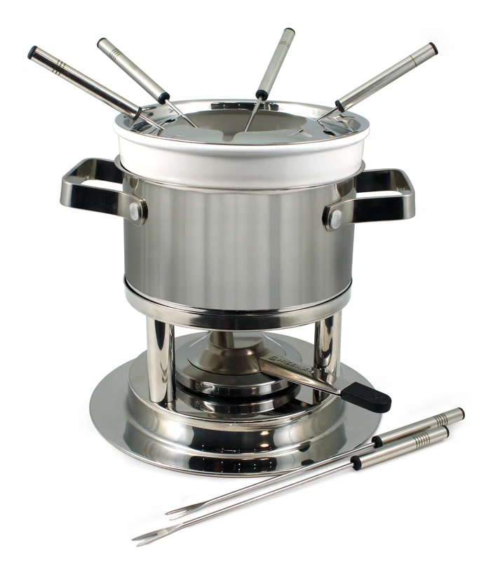 Swissmar Basel 11 Piece Cheese, Meat & Chocolate Fondue Set, Stainless Steel, 1.6L, Multi-Purpose Fondue Set, Gift Boxed