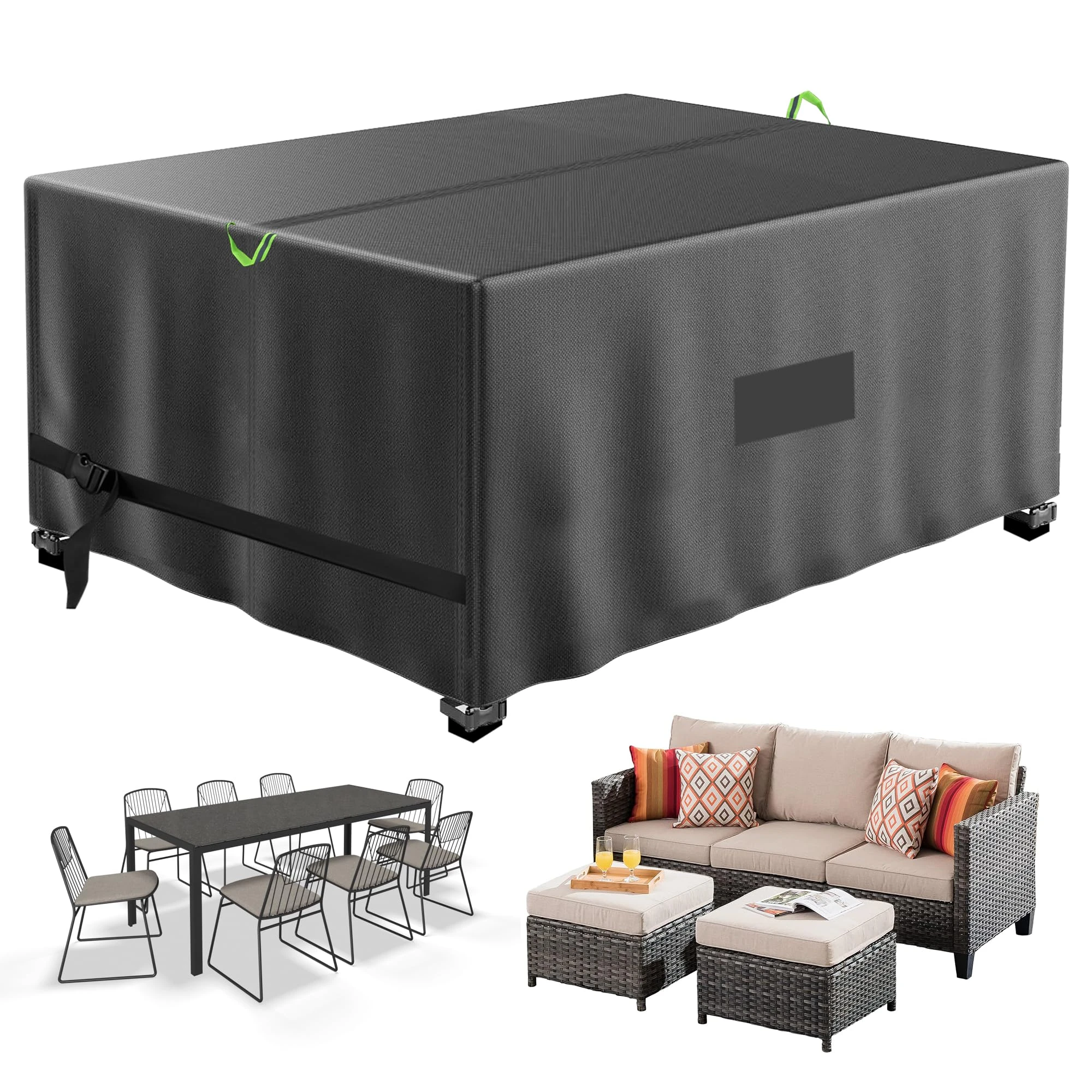 Neuradical Garden Furniture Cover - Waterproof Patio Sofa Covers, Oxford Fabric Cover for Outdoor Table & Chairs, Outside Cube Rattan Set Covers with Air Vent, Anti-UV - Tear Resistant 215x215x90cm