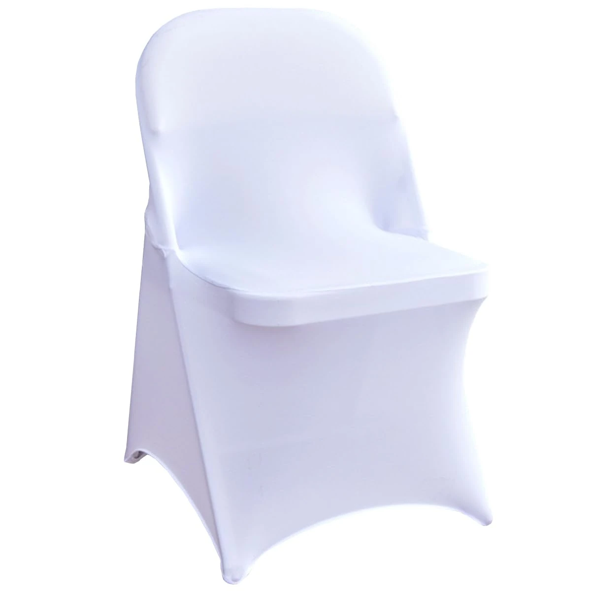 WENSINL Folding Chair Covers 100 Pack Spandex White Chair Covers for Folding Chairs Slipcovers Protector Fitted Elastic Stretch Seat Cover for Wedding Party Banquet Birthday Event Decor