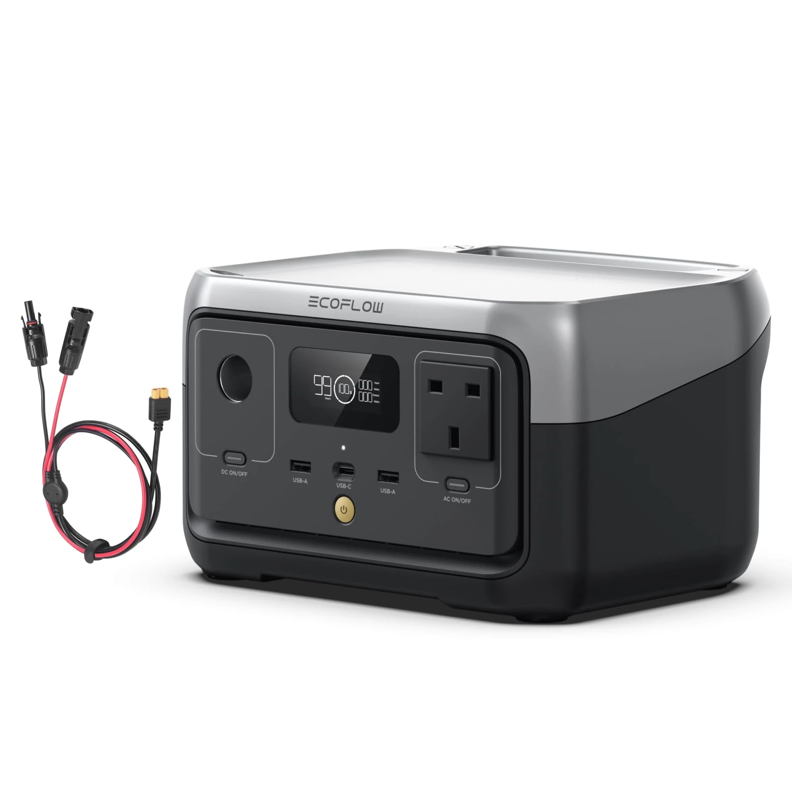 EF ECOFLOW RIVER 2 256Wh Portable Power Station with XT60 Cable, Solar Generator with LiFeP04, up to 600 W Power, Quick Charge in 1 Hour, Balcony Power for Camping/Emergency Power/Motorhomes/Home