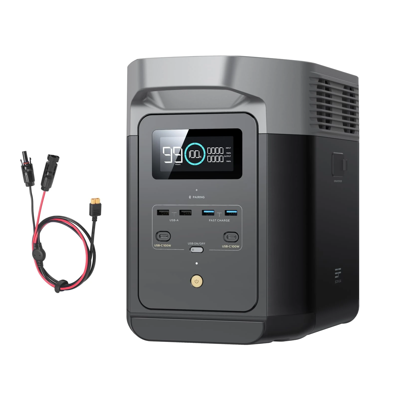 EF ECOFLOW DELTA 2 1024 Wh Portable Power Station with XT60i Cable, Solar Generator with LiFeP04, Expandable Capacity up to 3 kWh, Quick Charge from 0–80% in 50 min, Generator for Camping/Home