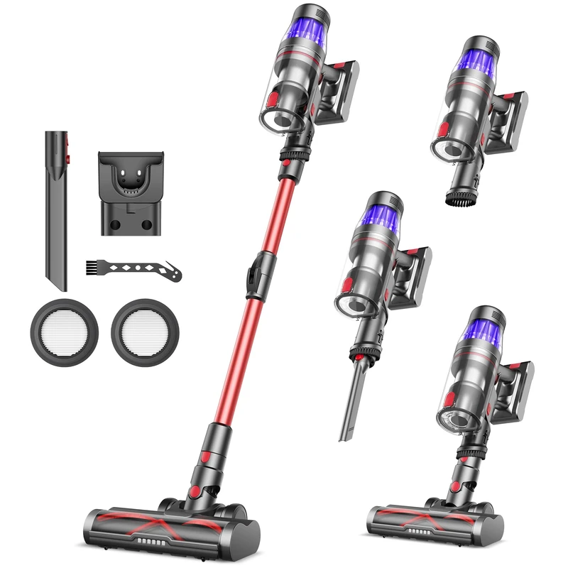 Ultenic U16 Cordless Vacuum Cleaner 50,000Pa Suction, Foldable Design, Tangle-Free Brush, 60 Mins Runtime, LED Dust Detection,Lightweight Stick Vacuum, for Hard Floors, Carpets & Pet Hair-Red&Black - Image 1