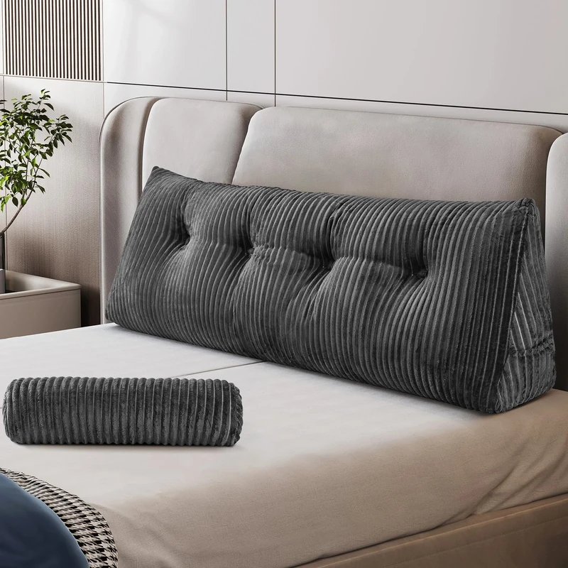 Z-hom Large Wedge Back Pillows, Headboard Triangular Rest Reading Pillow, Lumbar Support Cushion Waist Backrest, Soft Sofa Daybed Positioning Bolster (Full)
