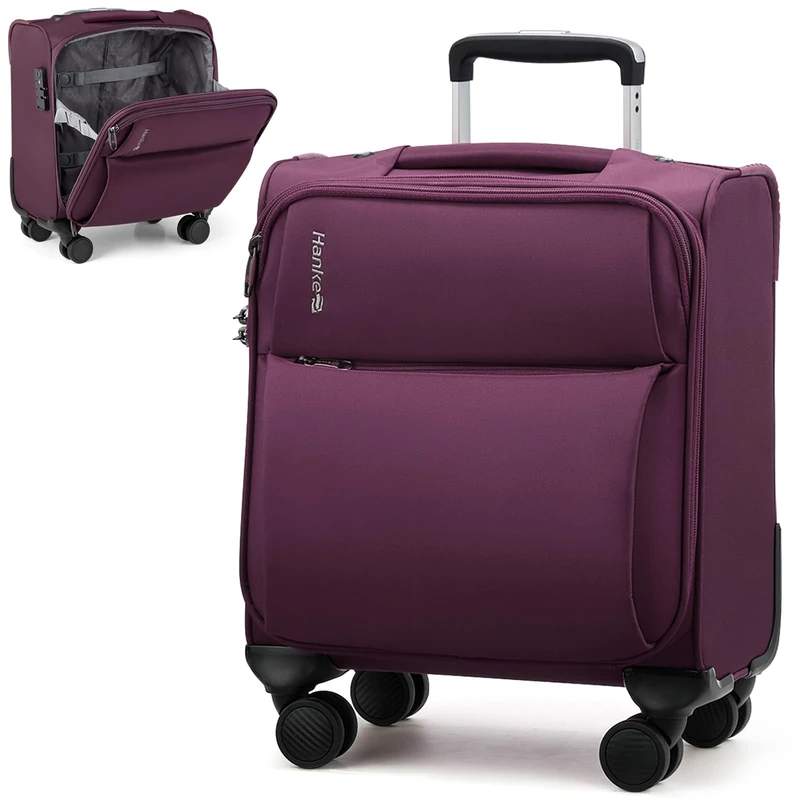 Hanke Softside Expandable Luggage 16/20/24/28 Inch Carry On Luggage for Travel Checked Luggage Suitcases with Wheels TSA Luggage Large Suitcase, Purple, 16-Inch Underseat, Underseat Carry on Luggage