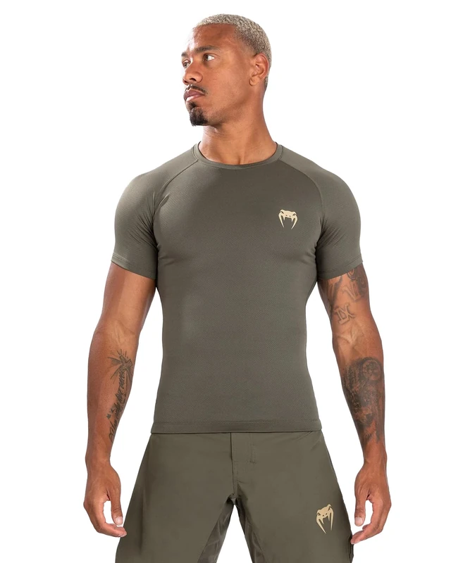 Venum, Contender Short Sleeve Rashguard, Men's, L, Khaki
